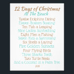 Christmas sign 12 Days of Christmas at the Beach<br><div class="desc">We created this fun Christmas Carol for the Beach Lover on your Christmas list! Custom design and Printed on high quality stock ready for your favorite frame. Makes a perfect gift that's sure to bring smiles every year. See our store for other options.</div>