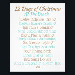 Christmas sign 12 Days of Christmas at the Beach<br><div class="desc">We created this fun Christmas Carol for the Beach Lover on your Christmas list! Custom design and Printed on high quality stock ready for your favorite frame. Makes a perfect gift that's sure to bring smiles every year. See our store for other options.</div>