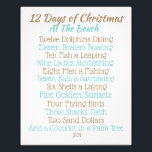 Christmas sign 12 Days of Christmas at the Beach<br><div class="desc">We created this fun Christmas Carol for the Beach Lover on your Christmas list! Custom design and Printed on high quality stock ready for your favorite frame. Makes a perfect gift that's sure to bring smiles every year. See our store for other options.</div>