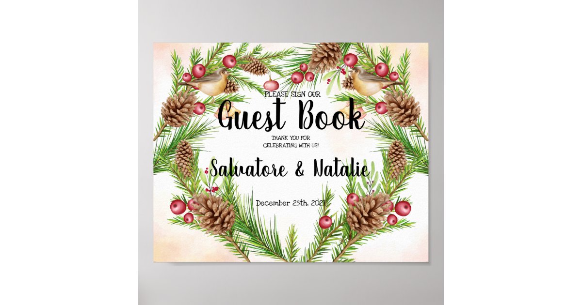 Christmas Sign Guest Book Wedding Poster Zazzle