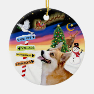 Christmas Signs - Welsh Corgi (Pembroke) Ceramic Ornament