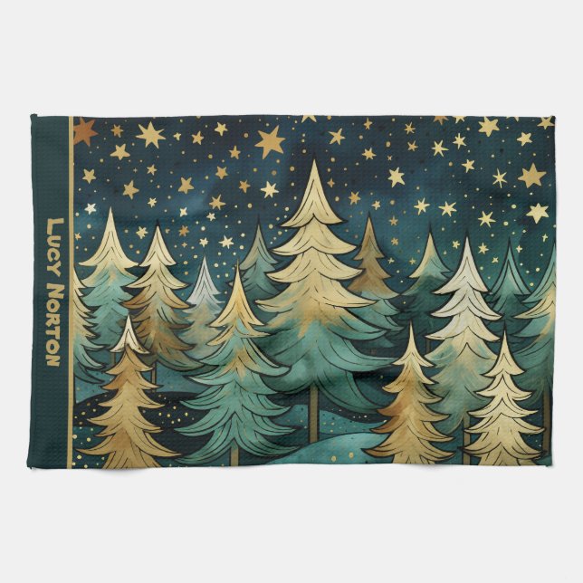 Christmas silent holy and starry night kitchen towel (Horizontal)