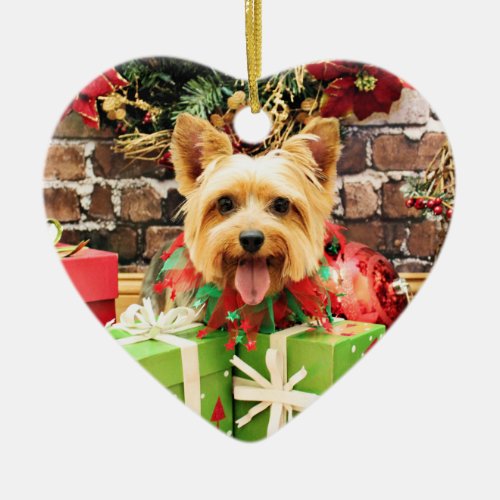 Christmas _ Silky Terrier _ Haley Ceramic Ornament