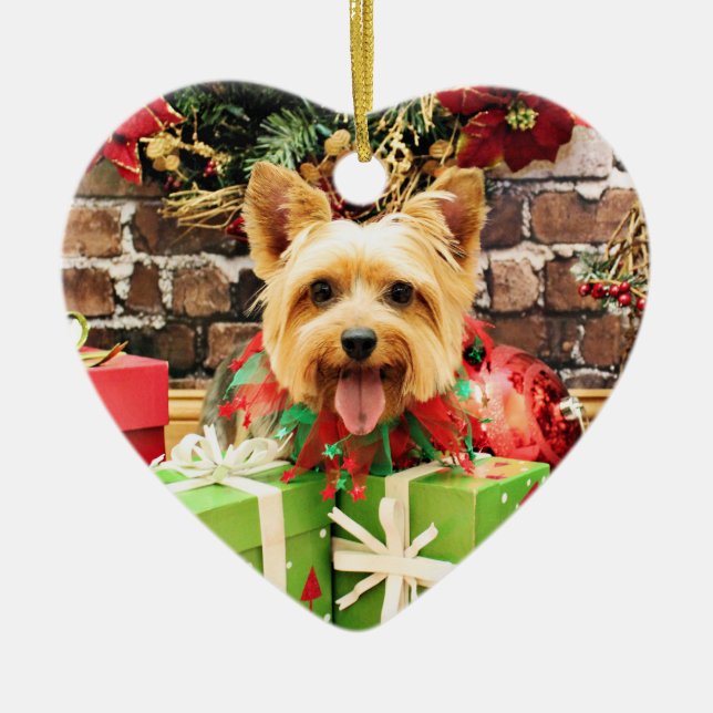 Christmas - Silky Terrier - Haley Ceramic Ornament (Front)