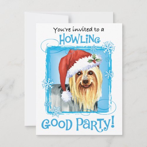 Christmas Silky Terrier Invitation