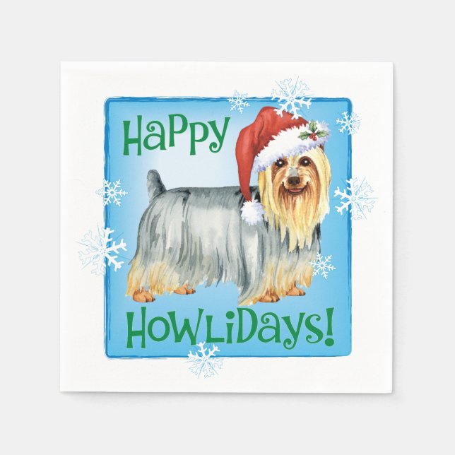 Christmas Silky Terrier Napkins (Front)
