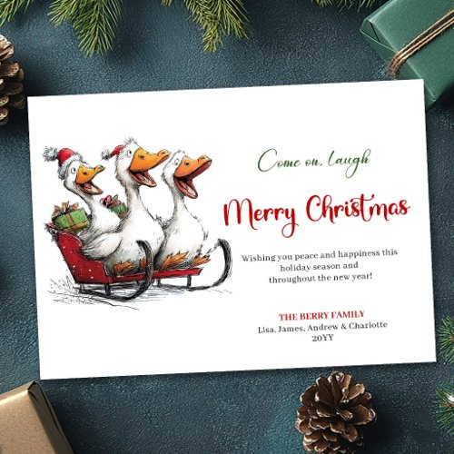 Christmas Silly Geese Cartoon Humor Greeting Card