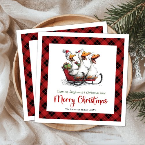 Christmas Silly Geese Cartoon Humor Paper Napkins