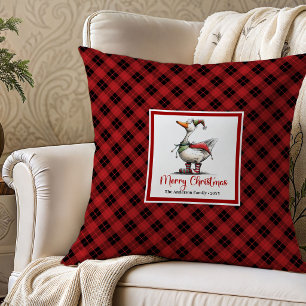 Christmas Silly Geese Humor Throw Pillow Art