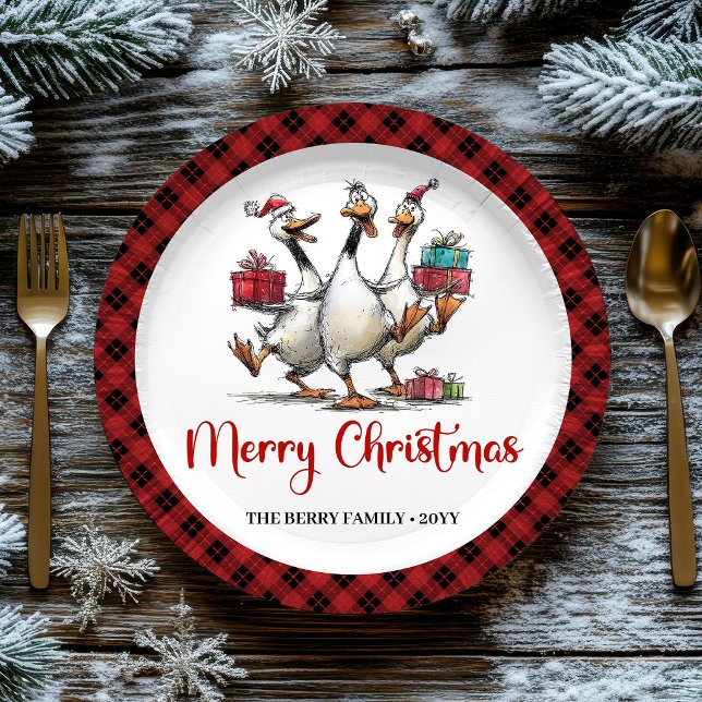 Christmas Silly Geese Playful Whimsy Party Plates (Christmas Silly Geese Playful Whimsy Party Plates)