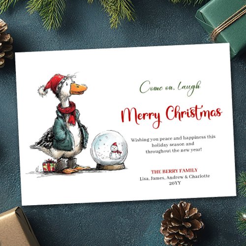 Christmas Silly Goose Cartoon Humor Greeting Card