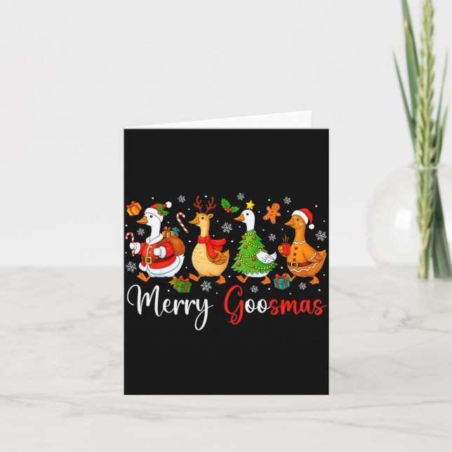 Christmas Silly Goose Funny Merry Goosemas Xmas Tr Card (Front)
