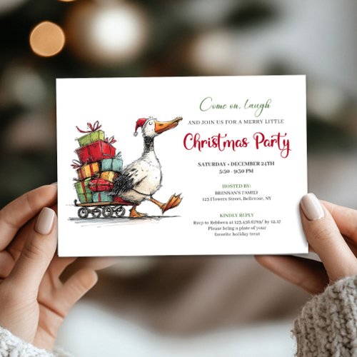 Christmas Silly Goose Humor Minimalist Party Invit Invitation
