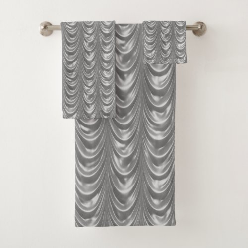 Christmas  Silve Ruched Satin Scallops Graphic Bath Towel Set