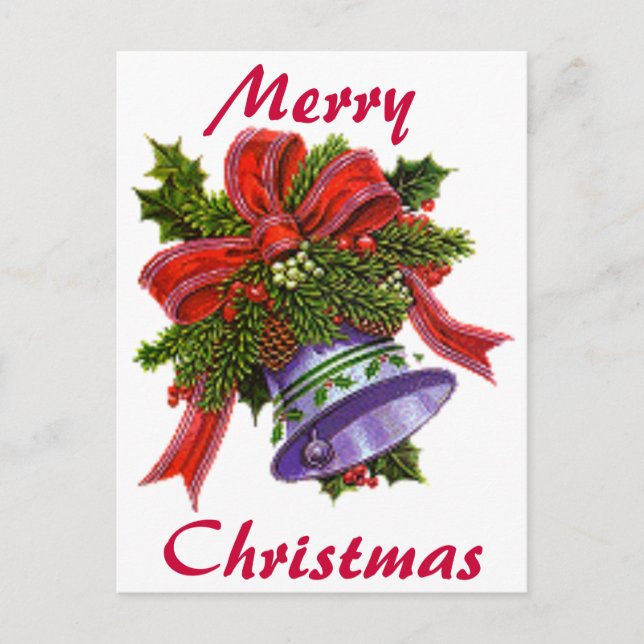 Christmas Silver Bell Holiday Postcard (Front)