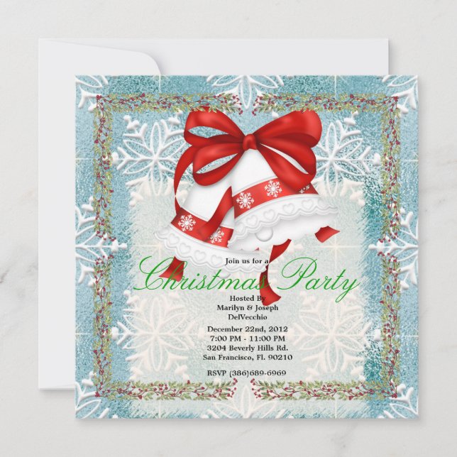 Christmas Silver Bells CUTE Christmas Party Holida Invitation (Front)