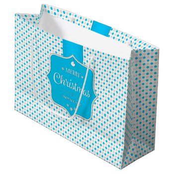 Christmas Silver-blue Polka Dots Gift Bag - Large by ChristmaSpirit at Zazzle