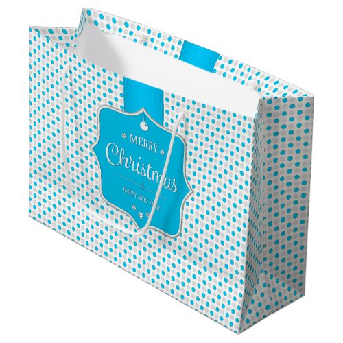 Christmas Silver_Blue Polka Dots Gift Bag _ Large