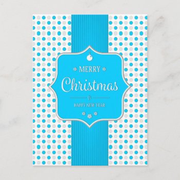 Christmas Silver-blue Polka Dots Postcard by ChristmaSpirit at Zazzle