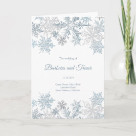 Christmas Silver Blue Snowflakes Winter Wedding Program