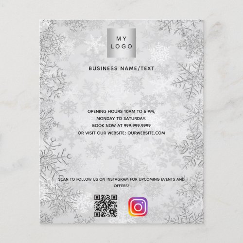 Christmas silver business logo qr code instagram flyer