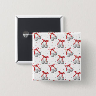 Christmas Silver Disco Ball Ornaments with Red Bow Button