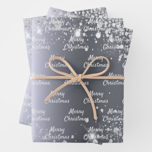 Christmas silver glitter dust metal wrapping paper sheets