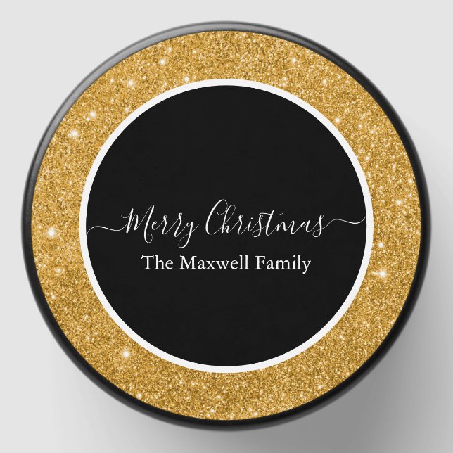 Christmas silver glitter script name mini candle favors (Front)