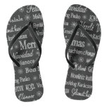 Christmas Silver Gray Holidays Black Flip Flops