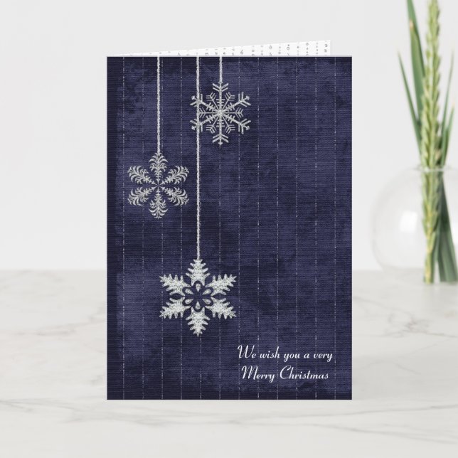 Christmas silver holiday snowflakes card (Front)