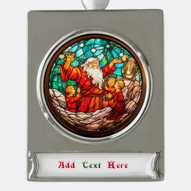 Christmas Silver Plated Banner Ornament (Front)