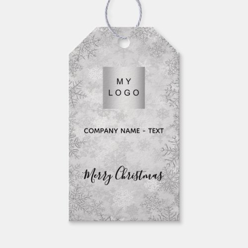 Christmas silver snow winter business logo gift tags