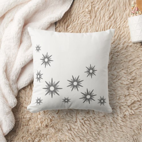 Christmas Silver Star Design Throw Pillow