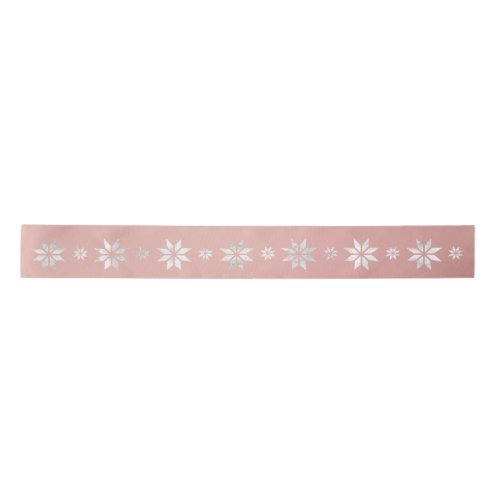 Christmas Silver Star Pink Rose Gold Satin Ribbon