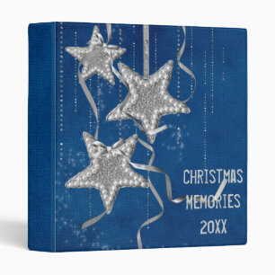 Christmas Silver Stars Album 3 Ring Binder