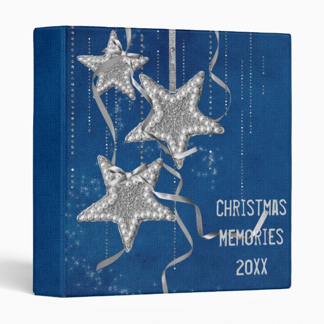 Christmas Silver Stars Album 3 Ring Binder (Front/Spine)
