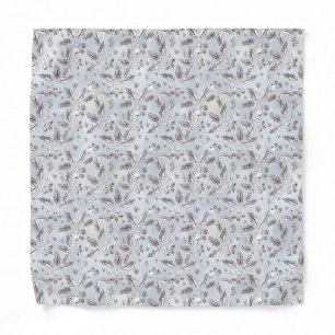 Christmas, silver twigs, white, snowflakes, winte bandana