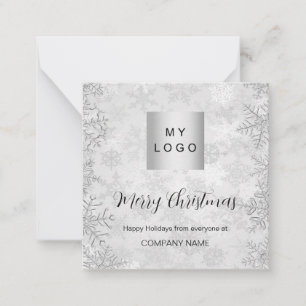 Christmas silver winter snow business QR Instagram Note Card