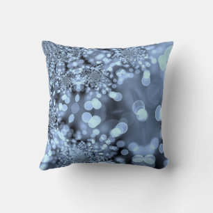 Christmas Silvery Blue Snowflake Throw Pillow