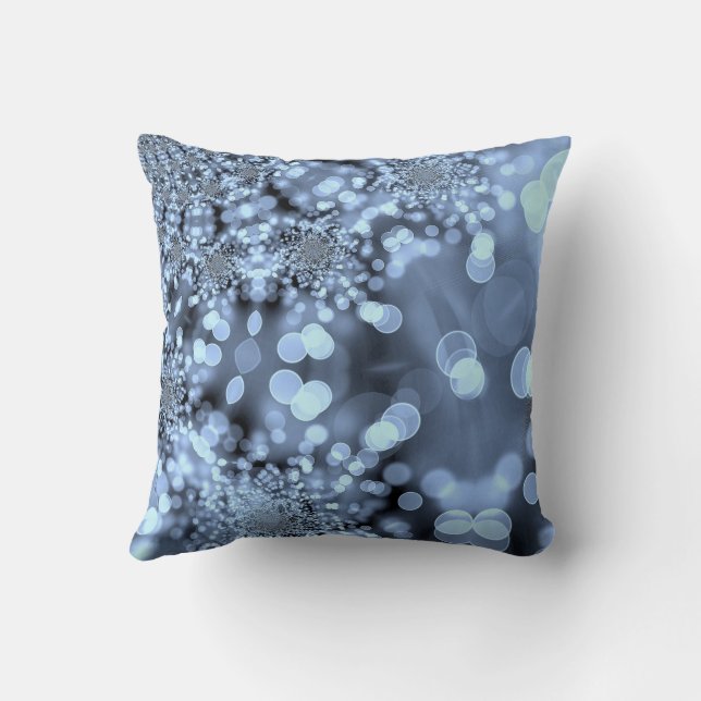 Christmas Silvery Blue Snowflake Throw Pillow (Back)