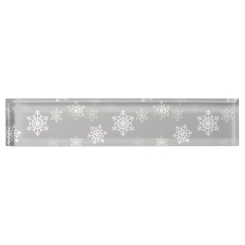 Christmas Silvery White Snow Flurries Nameplate