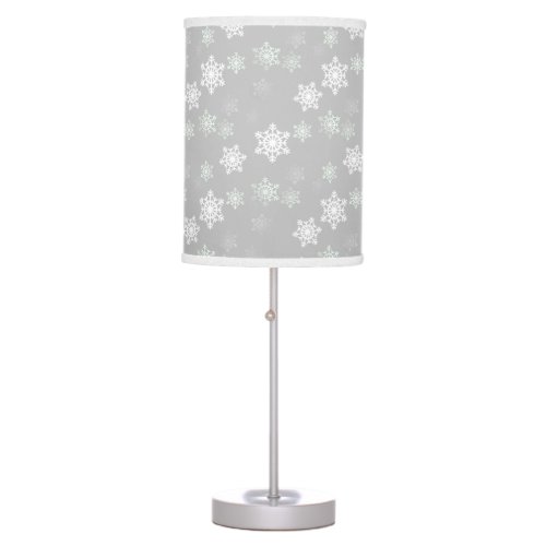 Christmas Silvery White Snow Flurries Table Lamp