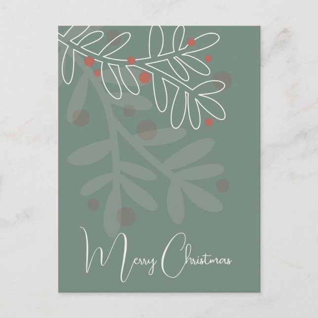 Christmas simple abstract floral mistletoe postcard (Front)