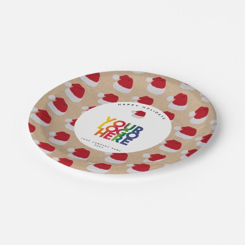 Christmas Simple Business Logo Santa Hat Kraft  Paper Plates