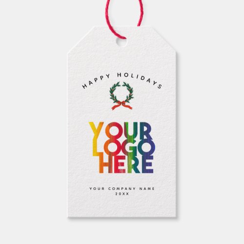 Christmas Simple Business Logo Vintage Wreath Gift Tags