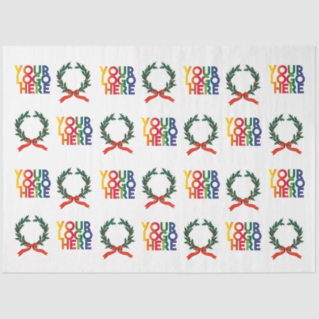 Christmas Simple Business Logo Vintage Wreath  Tissue Paper (Front)