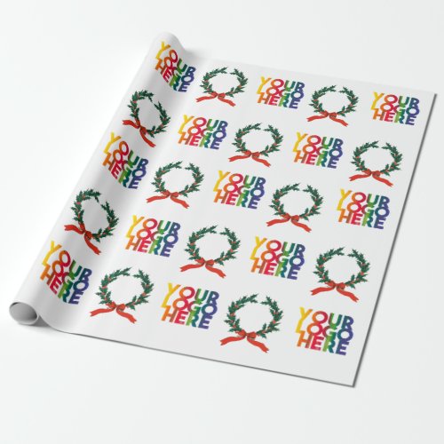 Christmas Simple Business Logo Vintage Wreath Wrapping Paper