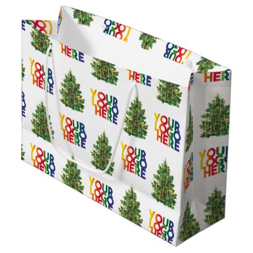 Christmas Simple Business Logo Vintage Xmas Tree Large Gift Bag