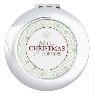 Christmas Simple Cute Green Snowflake Custom  Compact Mirror