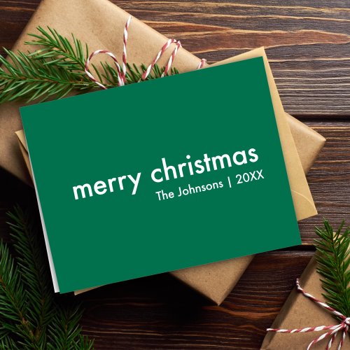 Christmas Simple  Green Modern Minimal Stylish Holiday Card